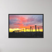 Impresión en lienzo estirado de Corral al atardece