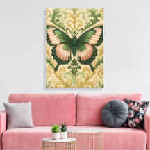 Impresión en lienzo estirado de mariposa rosa y ve