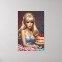 Impresión en lienzo estirado de pastel de cumpleañ