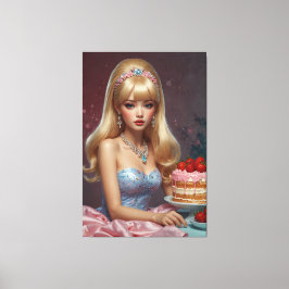 Impresión en lienzo estirado de pastel de cumpleañ