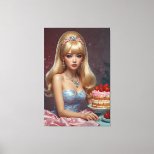 Impresión en lienzo estirado de pastel de cumpleañ