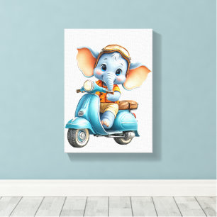 Impresión en lienzo estirado Elefante Azul Hermoso
