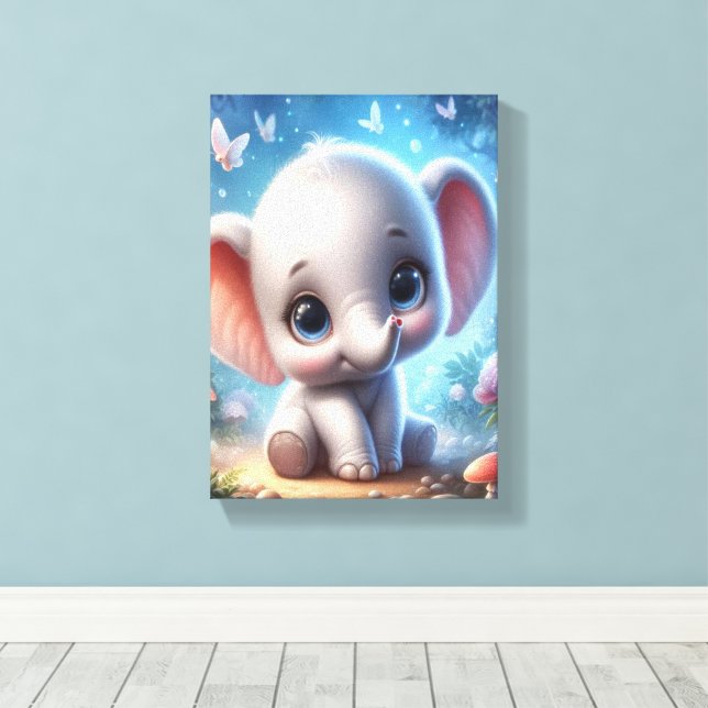 Impresión en lienzo estirado Elefante Blanco Hermo (Insitu (piso de madera))