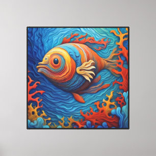 Impresión en lienzo estirado peces multicolores