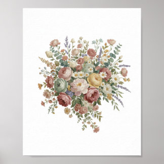 Impresión en lienzo floral pastel romántico