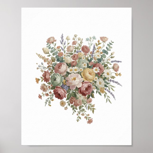Impresión en lienzo floral pastel romántico (Frente)