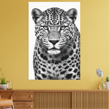 Impresión en lienzo majestuoso leopardo negro y bl