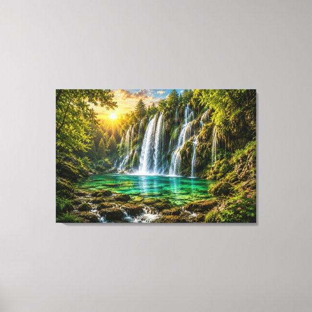 Impresión en lienzo paraíso de cascada esmeralda (Anverso)