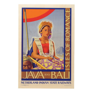 Impresión En Madera Afiche de viaje de Java Bali Indonesia
