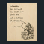 Impresión En Madera Alicia En El País De Las Maravillas Con Cita De Av<br><div class="desc">Historias de hadas de ilustracion vintage y rimas de vivero imagen de Alicia con flamingo de John Tenniel en 1865, Alicia de Lewis Carroll, junto con una cita de texto del autor Lewis Carroll que dice: "En realidad, el mejor regalo que le podrías haber dado fue una vida de aventuras"....</div>
