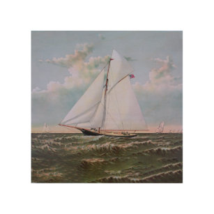 Impresión En Madera Antiguo barco de vela esquisto barco de vela Océan