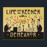 Impresión En Madera Art Deco 20 Retro Sunny Demanor Inspirador<br><div class="desc">Este diseño único de estilo antiguo se asemeja al Art Déco de los años 20 de la época de Gatsby. Los dos hombres y una mujer en el diseño aparecieron originalmente en un anuncio real de candelabros de los años 20 en un periódico. Aquí se han reconvertido en músicos y...</div>