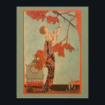Impresión En Madera Art Deco vintage, pájaro ligero de George Barbier<br><div class="desc">Hermosa pintura de lona de madera con una vintage imagen de ilustracion Art Déco que presenta a una hermosa mujer de moda vestida con un vestido de flores de flores florales con su pájaro mascota con largas plumas de cola en un árbol. Una jaula vacía de la que el pájaro...</div>
