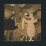 Impresión En Madera Art Deco vintage, sorpresa de George Barbier<br><div class="desc">Bello arte de tela de madera con un título de diseño Art Deco de ilustracion vintage Sorpresa de George Barbier. Fiesta de máscaras con personajes de cuento de hadas vestidos con elegantes trajes y con máscaras. Harlequinade es un género teatral de historietas británicas, pantomima con los personajes Harlequin, que ama...</div>