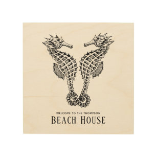 Impresión En Madera Caballos de mar en Love Beach House