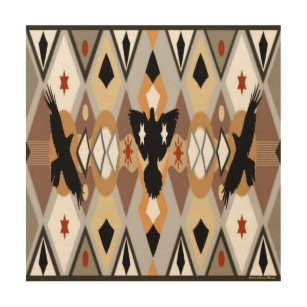 Impresión En Madera Canto nativo americano de madera de cuervo