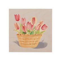 Cesta de Tulipanes | Pintura Acuarela Floral