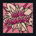Impresión En Madera CHICA POWER Fun Retro Libro de historietas Pop Art<br><div class="desc">Un diseño de arte pop de historietas genial,  moderno y divertido que pone el wham,  zap,  en tu casa y tu día. Diseñado por ComicBookPop© en www.zazzle.com/comicbookpop*</div>
