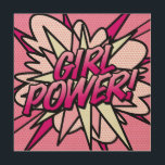 Impresión En Madera CHICA POWER Fun Retro Libro de historietas Pop Art<br><div class="desc">Un diseño de arte pop de historietas genial,  moderno y divertido que pone el wham,  zap,  en tu casa y tu día. Diseñado por ComicBookPop© en www.zazzle.com/comicbookpop*</div>
