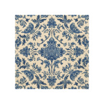 Chinoisería Floral Azul Acuarela Blanca