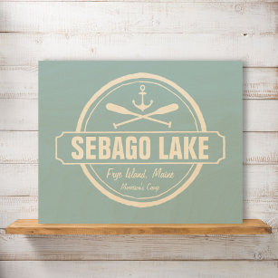 Impresión En Madera Ciudad personalizada y nombre del Lago Sebago Main