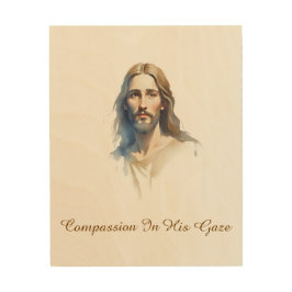 Impresión En Madera Compasión en su mirada - Pintura de color de Jesús