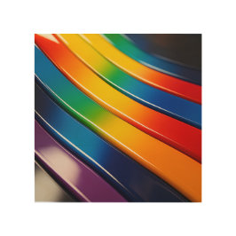 Impresión En Madera Curvas cromáticas — Cinta arcoiris brillante con r