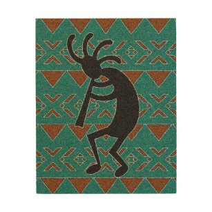 Impresión En Madera De la turquesa de Kokopelli diseño tribal rústico