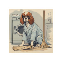 El rey cutáneo Charles Spaniel en pijamas lavando