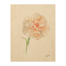 Enero Carnations Mes de Nacimiento Flor Madera Art