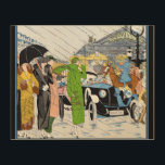 Impresión En Madera Escena de la calle Art Deco<br><div class="desc">Escena de la calle Art Déco con la moda de una mujer Art Deco.</div>