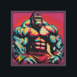 Impresión En Madera Gorilla Bodybuilder Lifter Pop Art Personalizado<br><div class="desc">Computadora digital Arte animal - Arte pop universitario - Imágenes de computadores animales salvajes</div>