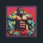 Impresión En Madera Gorilla Bodybuilder Lifter Pop Art Personalizado<br><div class="desc">Computadora digital Arte animal - Arte pop universitario - Imágenes de computadores animales salvajes</div>