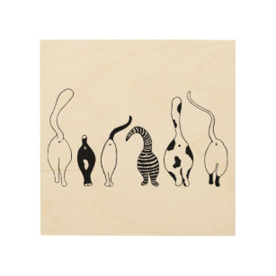 Impresión En Madera Gorros de gato - Pared de madera Art 8x8