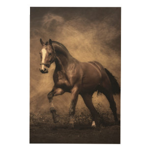 Impresión En Madera Hermosa almohada de caballo marrón