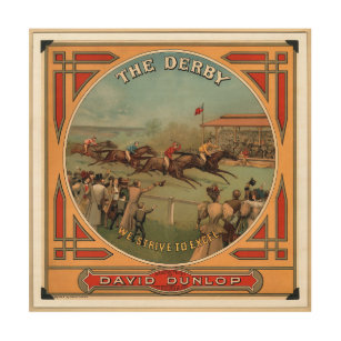 Impresión En Madera La Carreras de Caballos Derby Vintage David Dunlop
