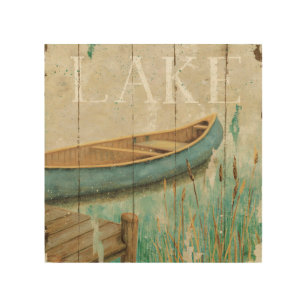 Impresión En Madera Lago vintage