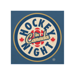 Impresión En Madera Logo de la noche de hockey en Canadá