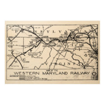 Mapa del Ferrocarril Occidental de Maryland 1920