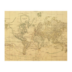 Impresión En Madera Mapa mundial 5