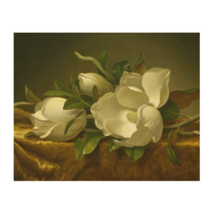 Impresión En Madera Martin Johnson Heade - Magnolias sobre Velvet de O