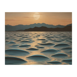 Impresión En Madera Minimalist Waves at Dawn