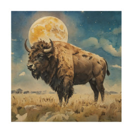 Impresión En Madera Moonlit Bison