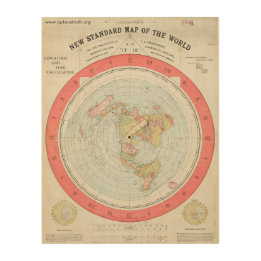 Impresión En Madera NUEVO MAPA ESTÁNDAR de Alexander Gleason del MUNDO