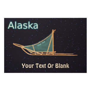 Impresión En Madera Perro Sled - Alaska