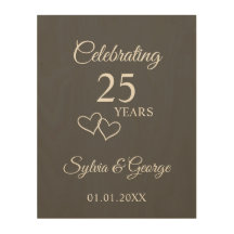 Personalizado Elegante Boda 25 Aniversario Rótulo 