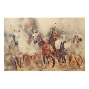 Impresión En Madera Pintura de manipulación digital de caballos salvaj
