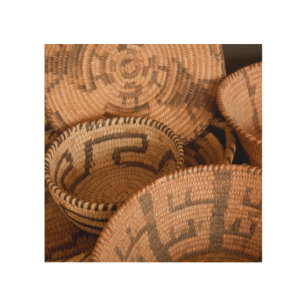Impresión En Madera Poster de cestas tejidas por nativos americanos de