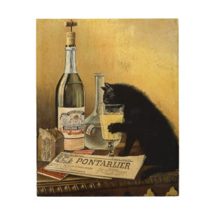 Impresión En Madera poster francés retro "absinte de los burgueses"