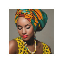 Retrato colorido de mujer africana negra con pañue